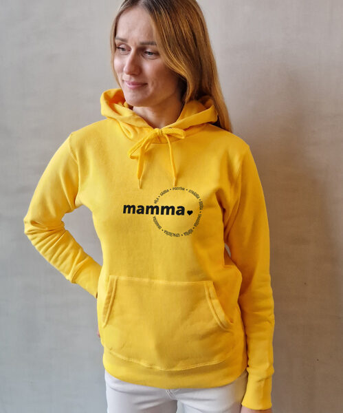 Sieviešu džemperis ar kapuci un uzrakstu "Mamma"