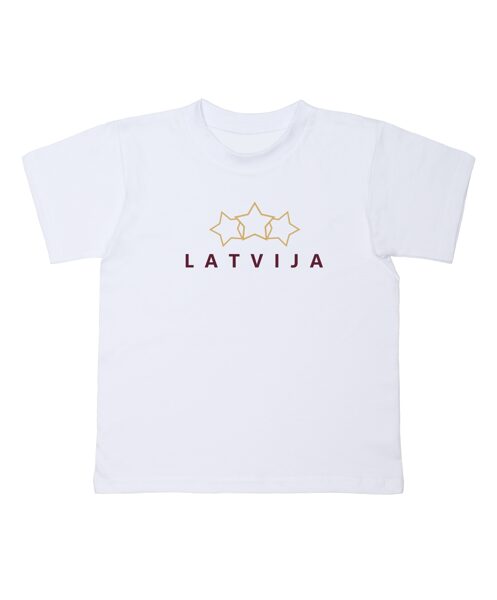 Bērnu t-krekls ar uzrakstu "Latvija 3 zvaigznes"