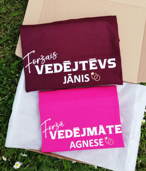 T-kreklu dāvanu komplekts "Foršais vedējtēvs un foršā vedējmāte"