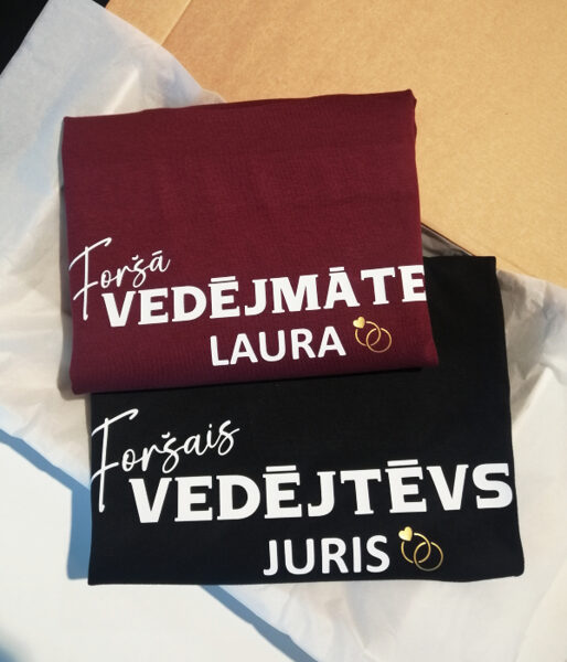 T-kreklu dāvanu komplekts "Foršais vedējtēvs un foršā vedējmāte"