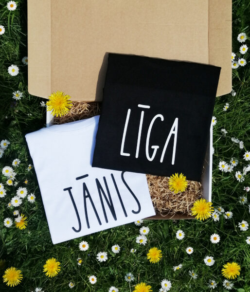 Līgo un Jāņu dienas t-kreklu komplekts "Jānis un Līga"