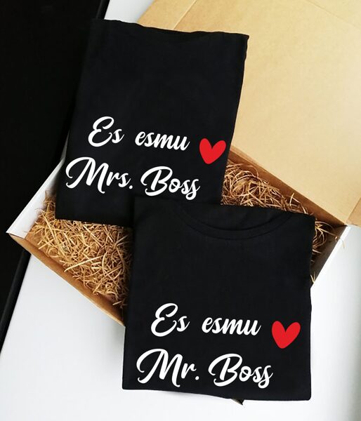 T-kreklu komplekts "Es esmu Mrs. un Mr. Boss"