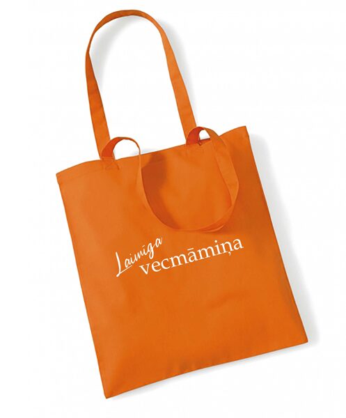 Maisiņš ar uzrakstu "Laimīga vecmāmiņa"
