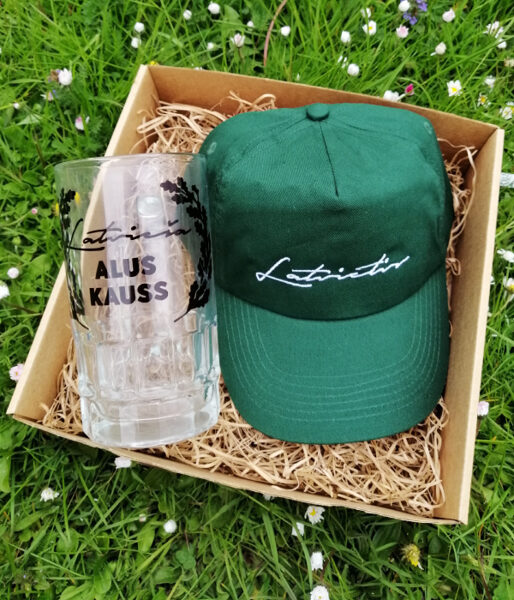 Līgo un Jāņu dienas dāvanu komplekts "Latvieša alus kauss" (cepure+alus kauss)