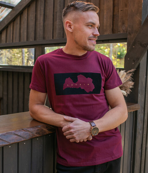 Vīriešu t-krekls ar apdruku "Latvijas karte"